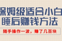 某付费文章：保姆级适合小白的睡后赚钱方法：随手操作一波，赚了几百块-副业网