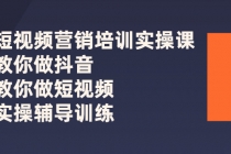 短视频营销培训实操课：教你做抖音，教你做短视频，实操辅导训练-副业网