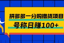 外面卖88的拼多多一分购撸货项目，号称日赚100+-副业网