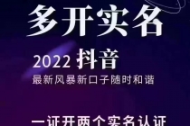 2022抖音最新风暴新口子：多开实名，一整开两个实名，封禁也行-副业网