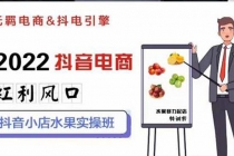 2022抖音电商红利风口：抖音小店水果实操班，一键批量上品 日发千单实操-副业网