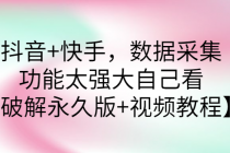 抖音+快手，数据采集，功能太强大自己看【永久版+视频教程】-副业网