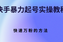 快手暴力起号实操教程，快速万粉的方法-副业网
