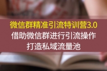 微信群精准引流特训营3.0，借助微信群进行引流操作，打造私域流量池-副业网