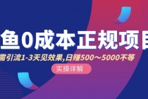 闲鱼0成本无货源正规项目，无需引流1-3天见效果，日入500-5000-副业网