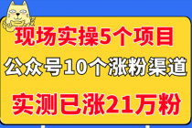 现场实操5个公众号项目，10个涨粉渠道，实测已涨21万粉！-副业网