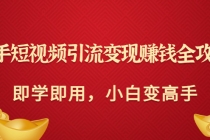 快手短视频引流变现赚钱全攻略：即学即用，小白变高手-副业网