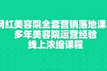 网红美容院全套营销落地课程，多年美容院运营经验，线上浓缩课程-副业网