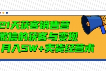 21天获客销售营，带你微信的获客与变现  月入5W+卖货经营术-副业网