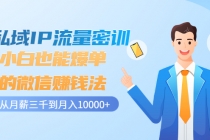 私域IP流量密训：小白也能爆单的微信赚钱法，从月薪三千到月入10000+-副业网