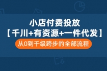 小店付费投放【千川+有资源+一件代发】全套课程，从0到千级跨步的全部流程-副业网