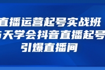 直播运营起号实战班，6天学会抖音直播起号，引爆直播间-副业网