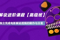 影视解说进阶课程【高级班】学完能独立完成电影解说视频的制作与分发-副业网