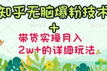 《知乎无脑爆粉技术》+图文带货月入2W+的玩法送素材-副业网