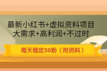 最新小红书+虚拟资料项目：大需求+高利润+不过时 每天稳定50粉-副业网