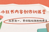 【小红书内容创作训练营】从零到一，带你轻松涨粉做博主-副业网
