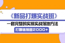 《新品打爆实战班》一套完整的实操实战落地方法，打爆链接超2000+（28节课)-副业网