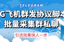 【引流必备】TG飞机群发协议脚本，批量采集群私聊，打广告引流效果立竿见影-副业网
