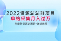 2022资源站站群项目：单站采集月入过万，附最新资源站源码+详细教程！-副业网