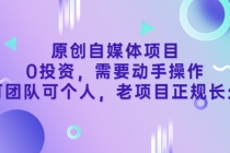 原创自媒体项目，0投资，需要动手操作，可团队可个人，老项目正规长久-副业网