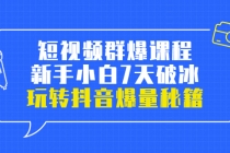 小九归途·短视频群爆课程：新手小白7天破冰，玩转抖音爆量秘籍-副业网