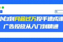 外面卖3499的小白到月薪过万投手速成课,广告投放从入门到精通-副业网