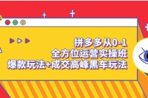 拼多多从0-1全方位运营实操班：爆款玩法+成交高峰黑车玩法-副业网