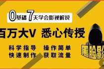 【黑脸课堂】影视解说7天速成法：百万大V 悉心传授，快速制做 获取流量-副业网