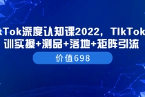 TIkTok深度认知课2022，TIkTok培训实操+测品+落地+矩阵引流-副业网