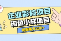最新企业彩铃项目+闲鱼小样项目，利润每天200+轻轻松松，纯视频拆解玩法-副业网