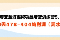 黄岛主：淘宝蓝海虚拟项目陪跑训练营5.0：单天478纯利润-副业网