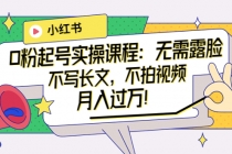 小红书0粉起号实操课程：无需露脸，不写长文，不拍视频月入过万！-副业网