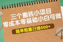 三个搬砖小项目，零成本零基础小白简单粗暴轻松日撸500+-副业网