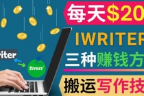 通过iWriter写作平台，搬运写作技能，三种赚钱方法，日赚200美元-副业网