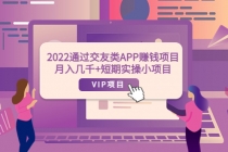 2022通过交友类APP赚钱项目：月入几千+短期实操小项目-副业网