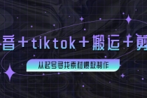 百万粉丝博主·抖音+tiktok+搬运+剪映，从起号寻找素材爆款制作！-副业网