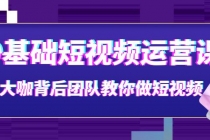 0基础短视频运营课:大咖背后团队教你做短视频-副业网