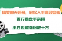 搞笑聊天账号，轻松入手高效变现，百万操盘手亲授，小白也能涨粉数十万-副业网