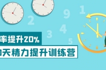 《30天精力提升训练营》每个人都可以通过系统、科学的方法提升自己的精力-副业网
