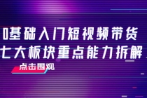 0基础入门短视频带货，七大板块重点能力拆解，7节精品课4小时干货-副业网
