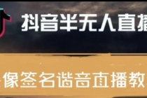 最近火爆的抖音头像签名设计半无人直播直播项目：直播教程+素材+直播话术-副业网