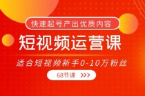 短视频运营课，适合短视频新手0-10万粉丝，快速起号产出优质内容-副业网