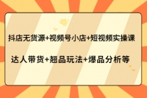 抖店无货源+视频号小店+短视频实操课：达人带货+翘品玩法+爆品分析等-副业网