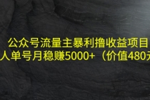 公众号流量主暴利撸收益项目，单人单号月稳赚5000+-副业网