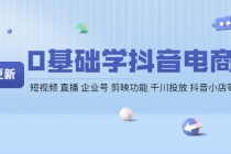 0基础学抖音电商【更新】短视频 直播 企业号 剪映功能 千川投放 抖音小店等-副业网