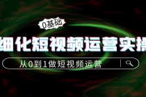 精细化短视频运营实操课，从0到1做短视频运营：算法篇+定位篇+内容篇-副业网
