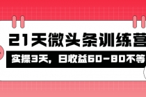 被忽视的微头条，21天微头条训练营，实操3天，日收益60-80不等-副业网