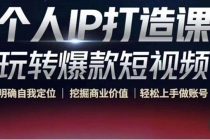 个人IP打造课-玩转爆款短视频，明确自我定位|挖掘商业价值|轻松上手做账号-副业网