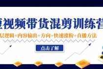 短视频带货混剪训练营：底层逻辑+内容输出+方向+快速涨粉+直播方法！-副业网