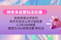 拼多多运营玩法实操，0.1改10W销量，薅官方10w免费流量 等玩法！-副业网